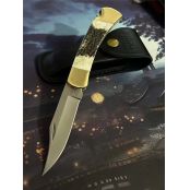 巴克110鹿角柄背锁折刀